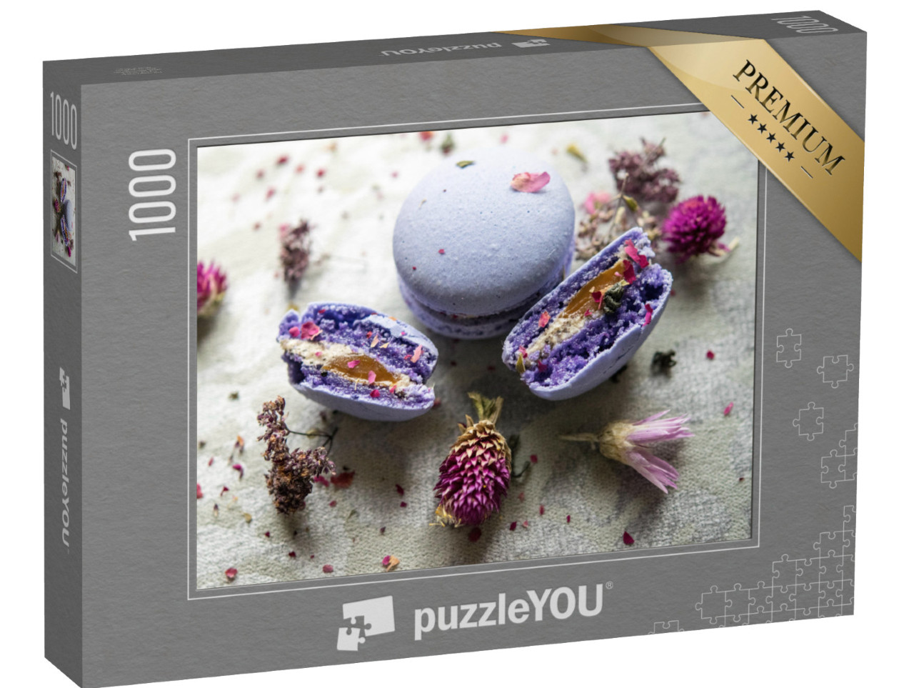 Puzzle 1000 Teile „Lila Macarons mit Wildblumen“