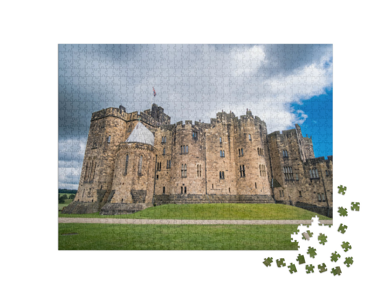 Puzzle 1000 Teile „Mystisches Alnwick Castle in der englischen Grafschaft Northumberland“