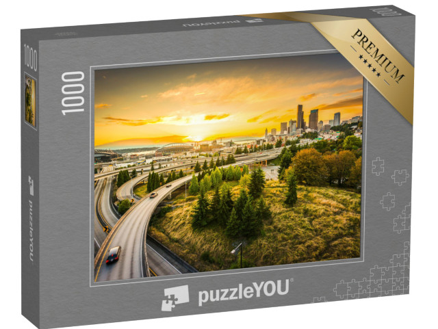 Puzzle 1000 Teile „Interstate-Autobahnen nach Seattle, Washington, USA“