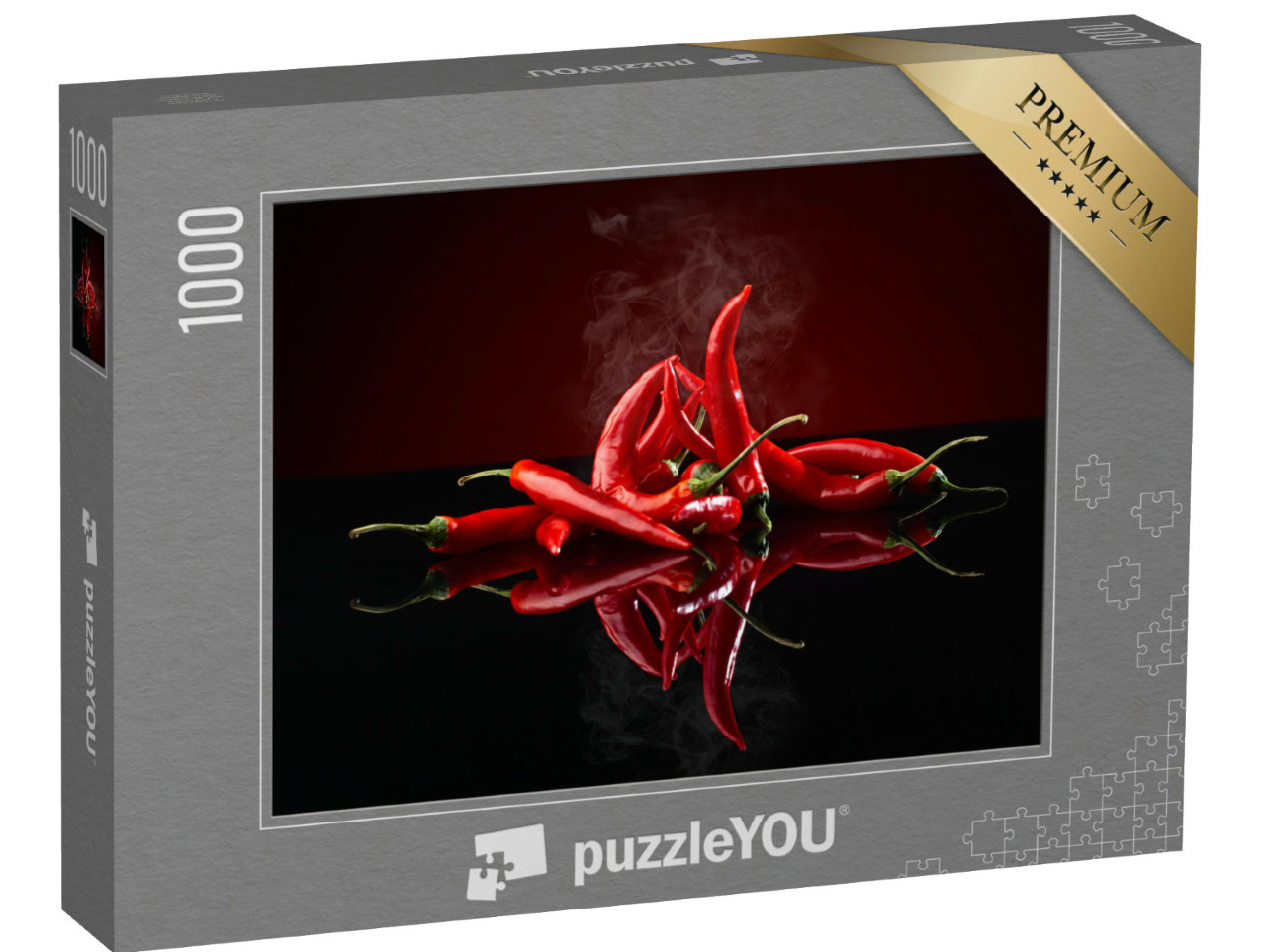Puzzle 1000 Teile „Rote Chili auf schwarzem Hintergrund“