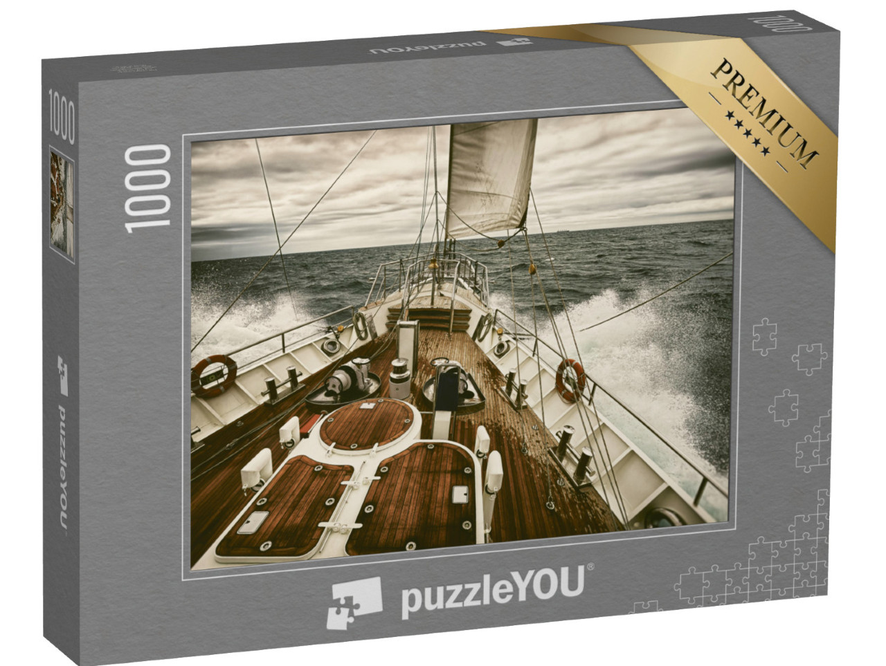 Puzzle 1000 Teile „Segelyacht im Sonnenuntergang, Retro-Style“