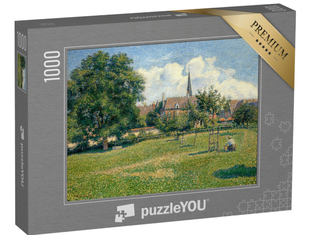 Puzzle 1000 Teile „Camille Pissarro - Das Haus der tauben Frau und der Glockenturm von Eragny“