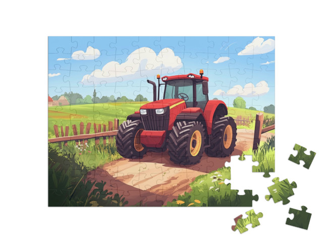 Puzzle 100 Teile „Traktorfahrt bei Sonnenschein“