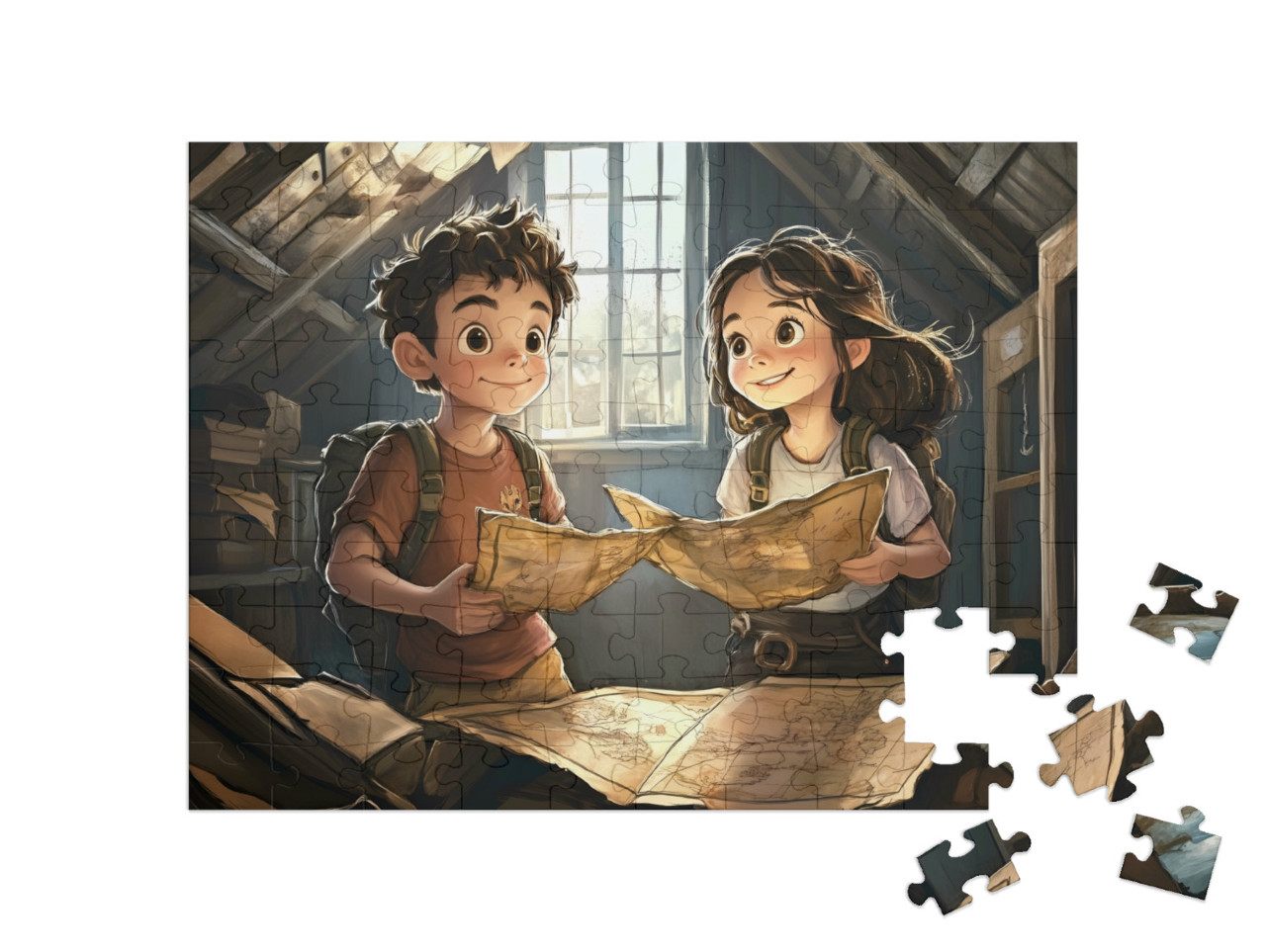 Puzzle 100 Teile „Die Karte zum verborgenen Goldschatz“