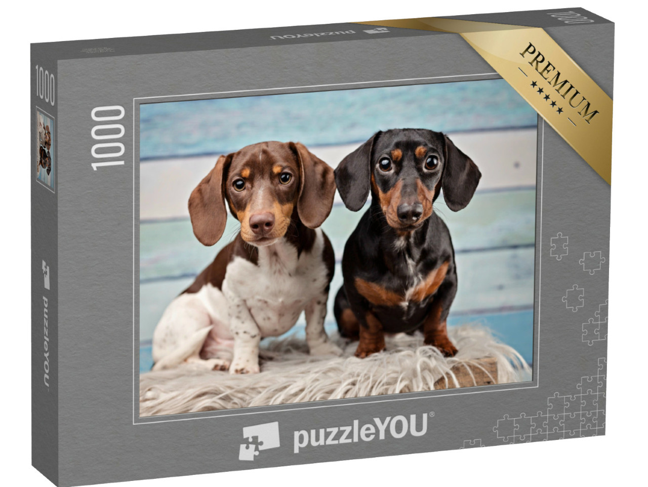 Puzzle 1000 Teile „Porträt von zwei Dackeln“