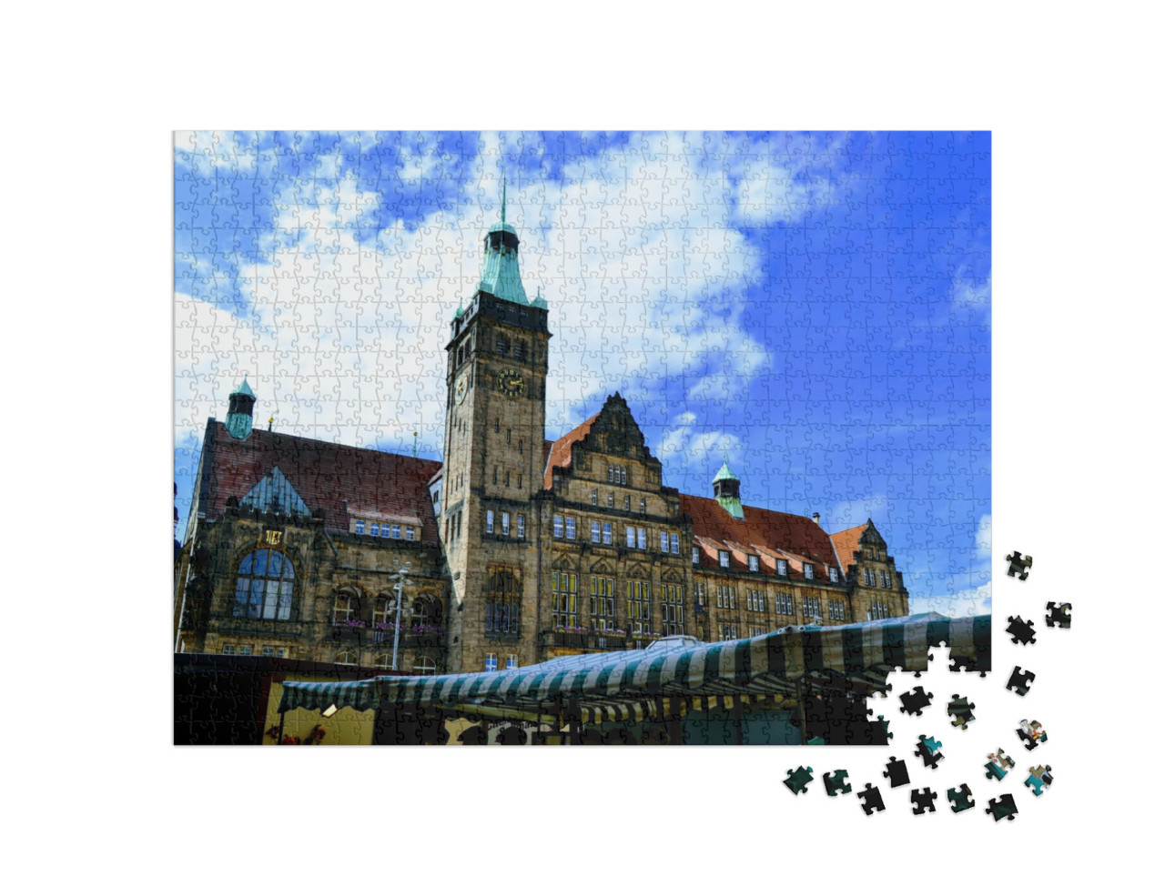 Puzzle 1000 Teile „Rathaus von Chemnitz, Deutschland“