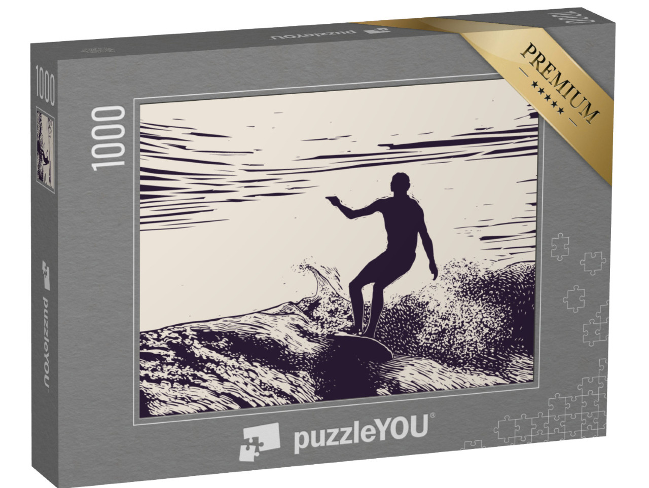 Puzzle 1000 Teile „Illustration: Silhouette eines Surfers“