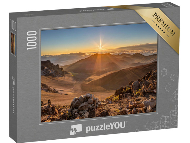 Puzzle 1000 Teile „Mystischer Sonnenaufgang hinter dem Vulkan Haleakala, Maui, Hawaii“