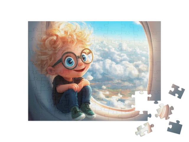 Puzzle 100 Teile „Fritz bestaunt die Welt von oben“