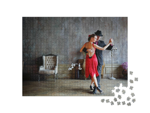 Puzzle 1000 Teile „Tango im roten Kleid und schwarzen Anzug“