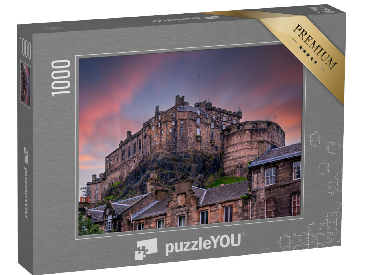 Puzzle 1000 Teile „Edinburgh Castle im Sonnenuntergang, Schottland, UK“