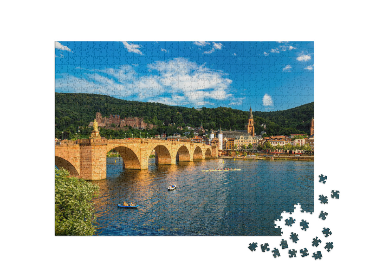 Puzzle 1000 Teile „Wunderschöner Blick auf Heidelberg mit Neckar, Deutschland“