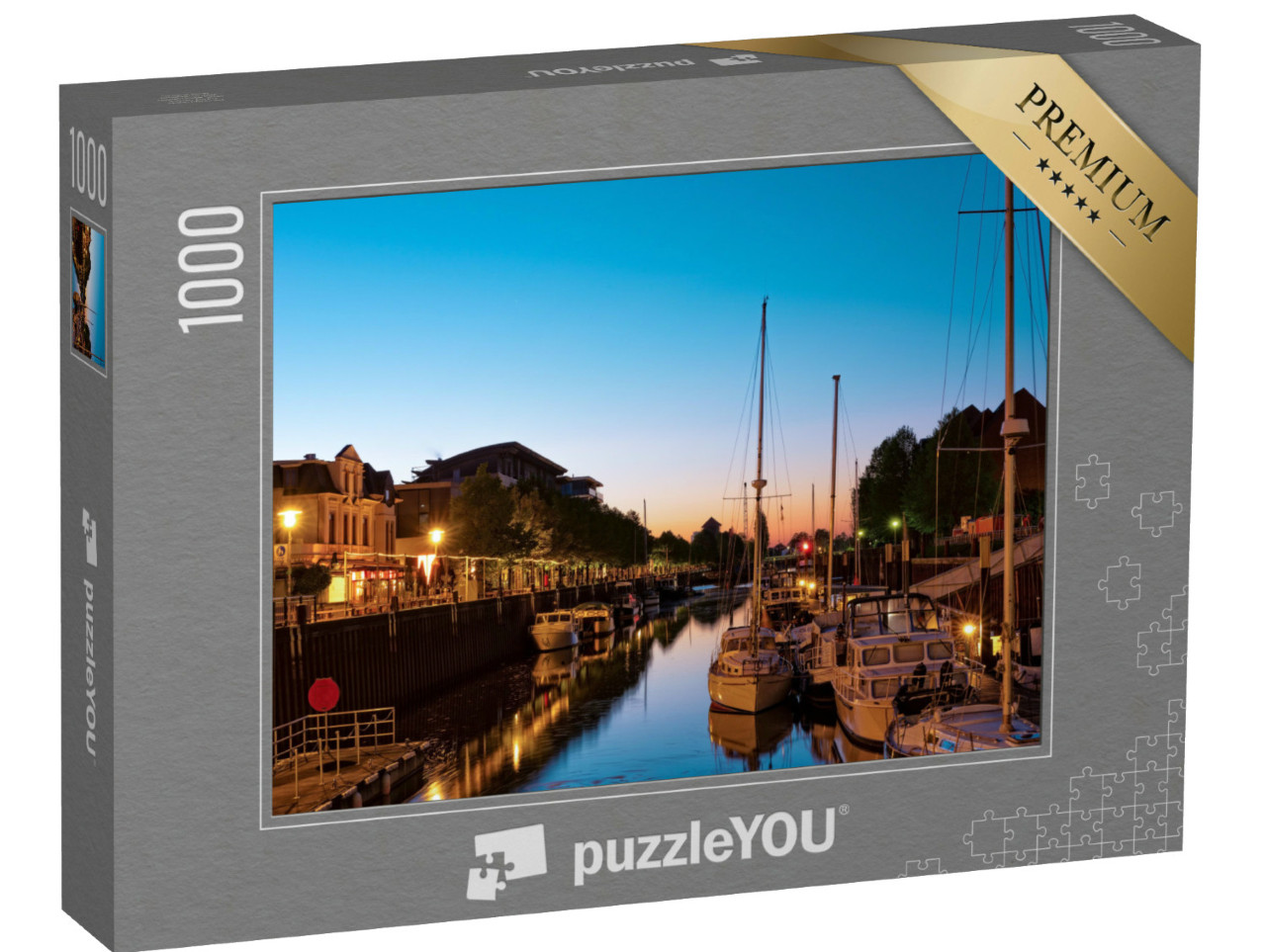 Puzzle 1000 Teile „Schöner Sonnenaufgang am Oldenburger Yachthafen“