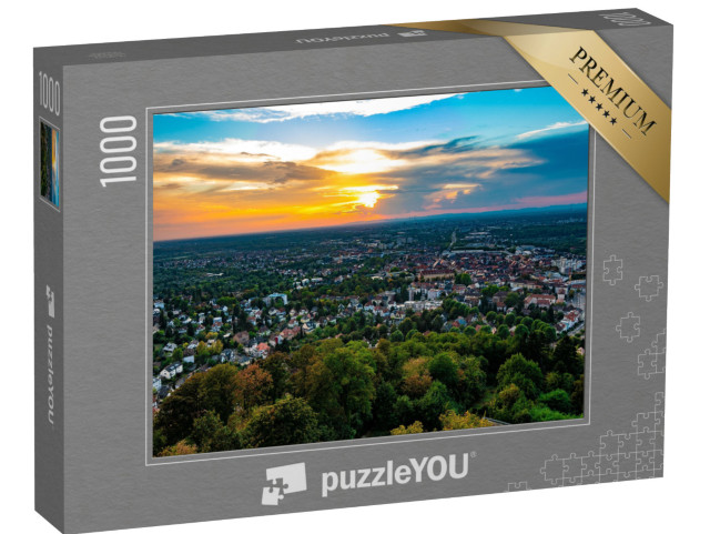 Puzzle 1000 Teile „Sturmwolken im Sonnenuntergang über Karlsruhe“