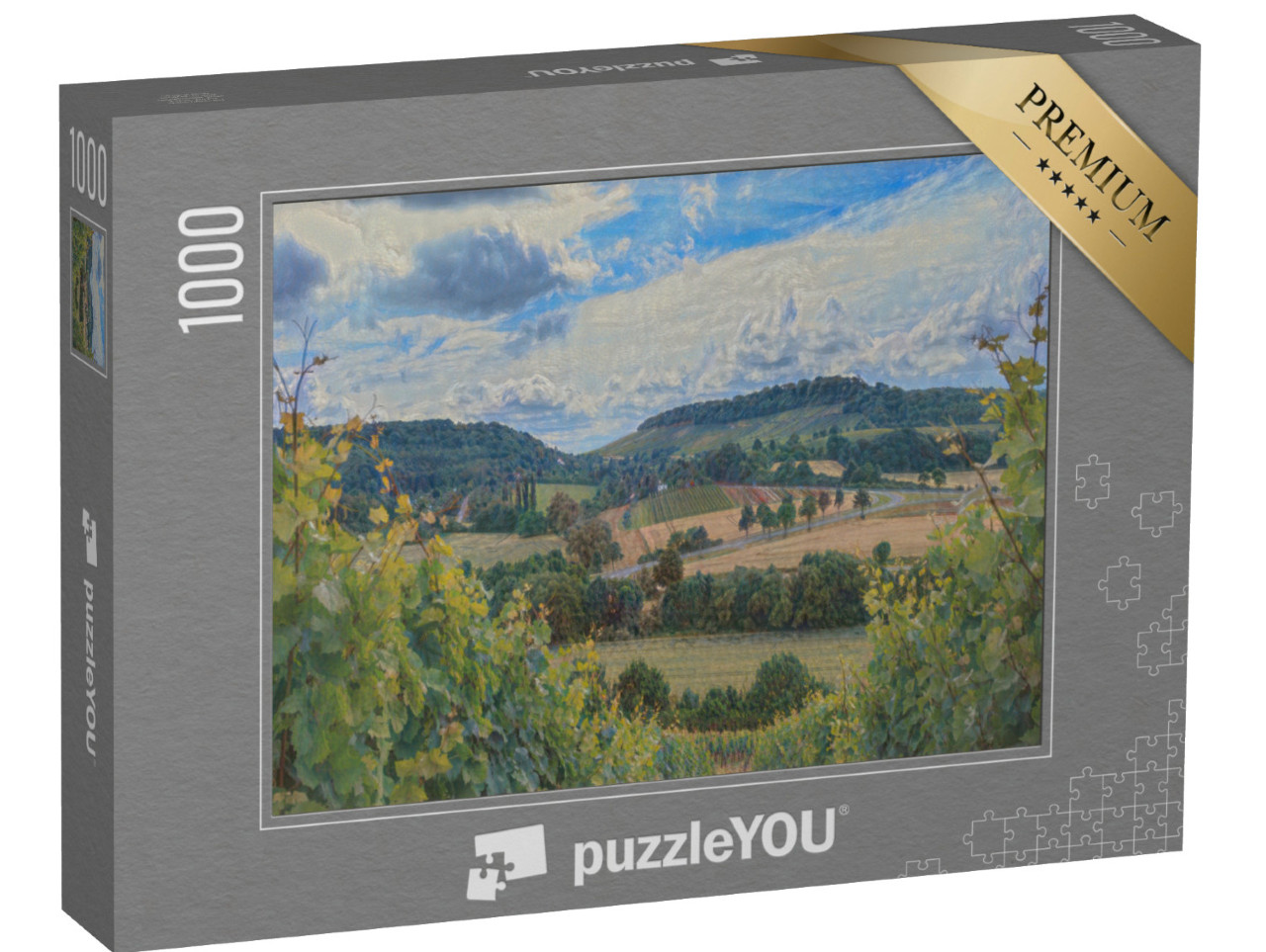 Puzzle 1000 Teile „im Kunst-Stil von Claude Monet - Weinberge bei Heilbronn, Deutschland - Puzzle-Kollektion Künstler & Gemälde“