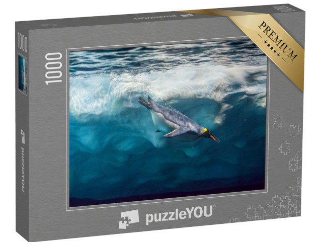 Puzzle 1000 Teile „Pinguin taucht unter dem Eis, Unterwasserfoto“