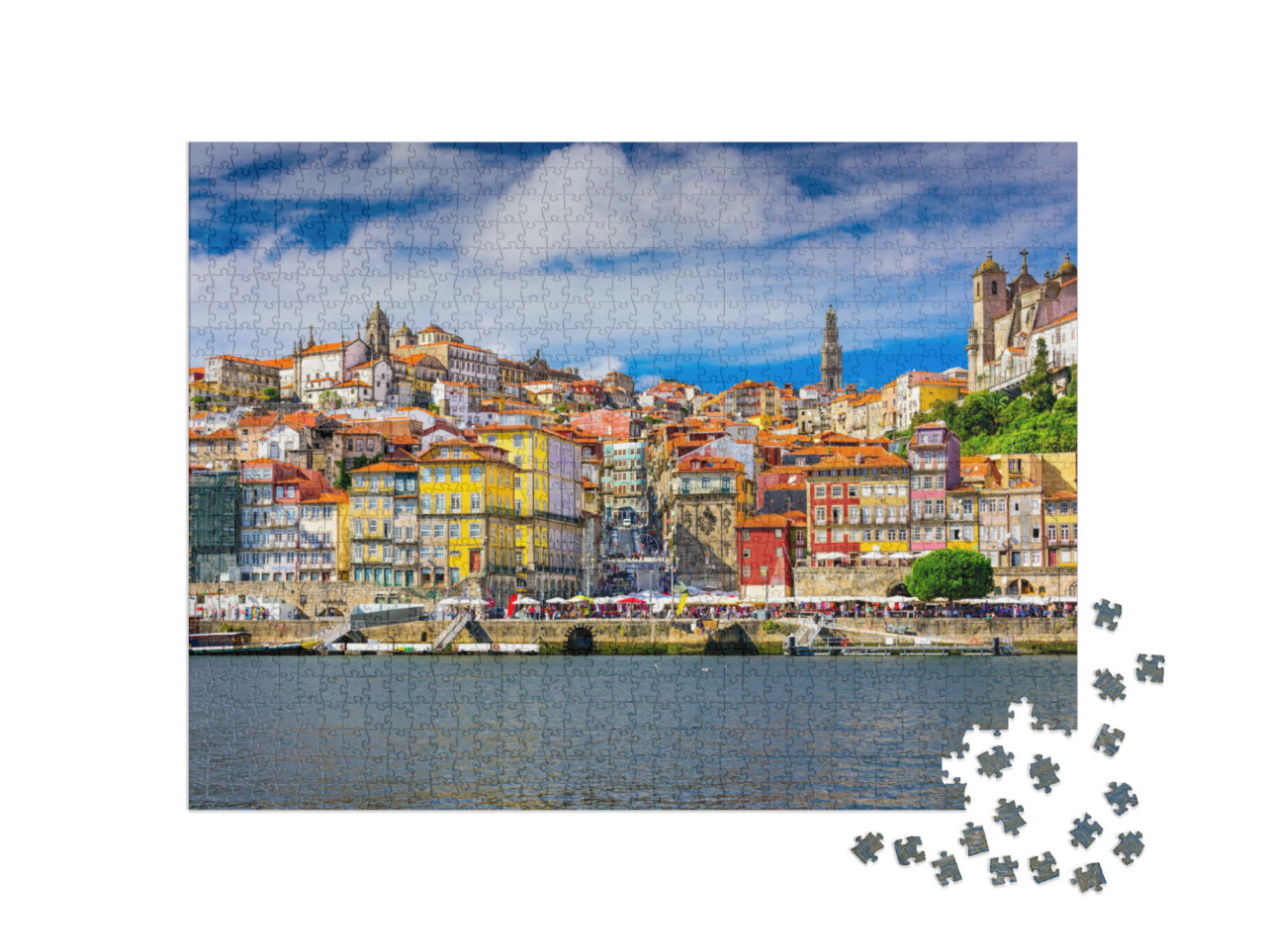 Puzzle 1000 Teile „Porto, Altstadt-Panorama am Fluss Douro“