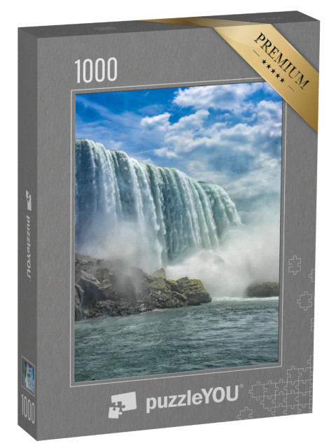 Puzzle 1000 Teile „Die imposanten Niagarafälle unter einem bewölkten Himmel“