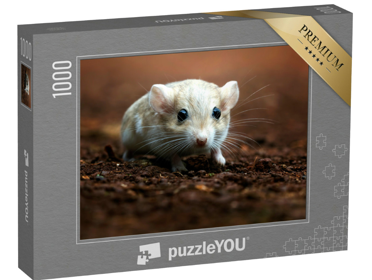 Puzzle 1000 Teile „Niedliche Rennmaus mit roßen dunklen Augen“