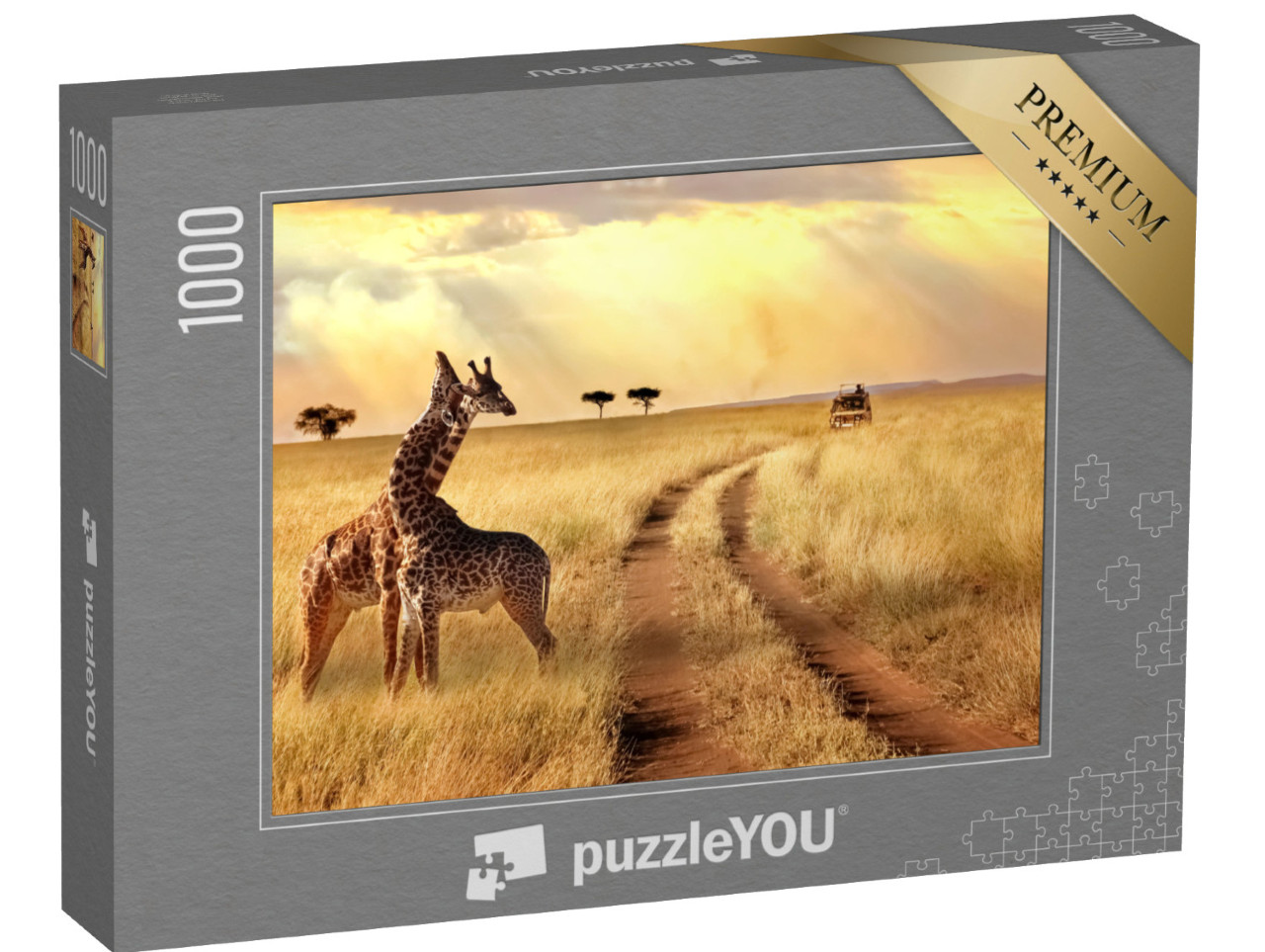 Puzzle 1000 Teile „Zwei Giraffen im Abendlicht“