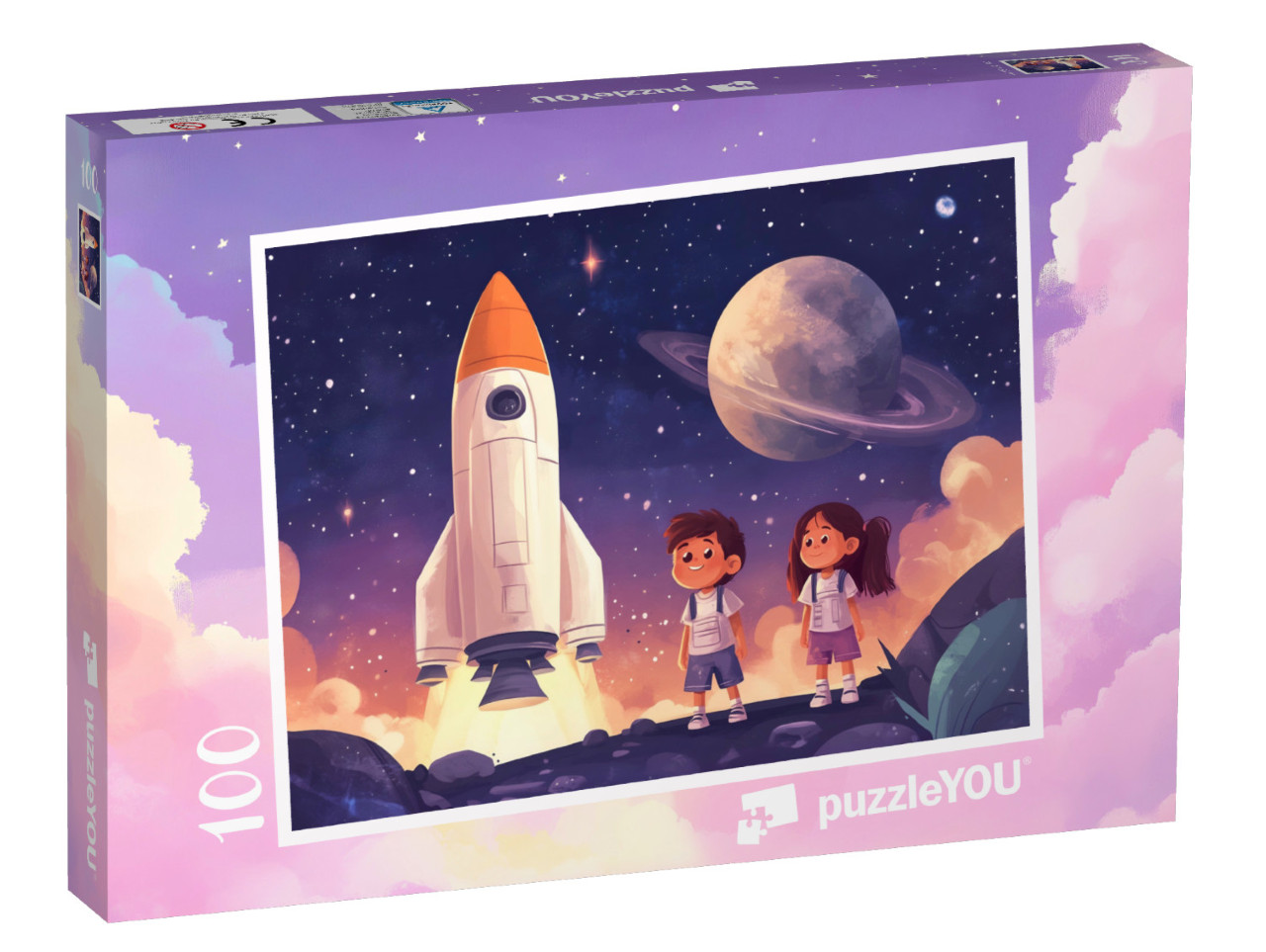 Puzzle 100 Teile „Die Astronauten-Kids und das Raumschiff der Träume“