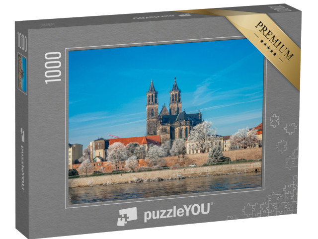 Puzzle 1000 Teile „Innenstadt von Magdeburg an einem Wintertag, Deutschlande“