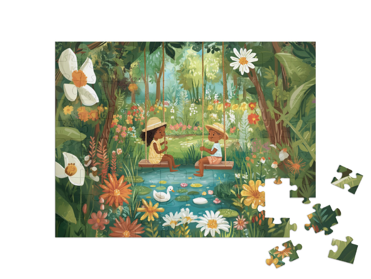 Puzzle 100 Teile „Abenteuer im sommerlich grünen Dschungel“