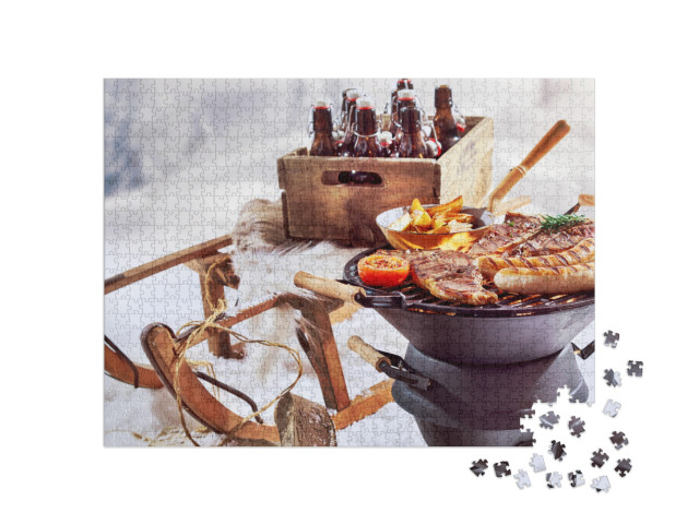 Puzzle 1000 Teile „Wintergrillen im Schnee“