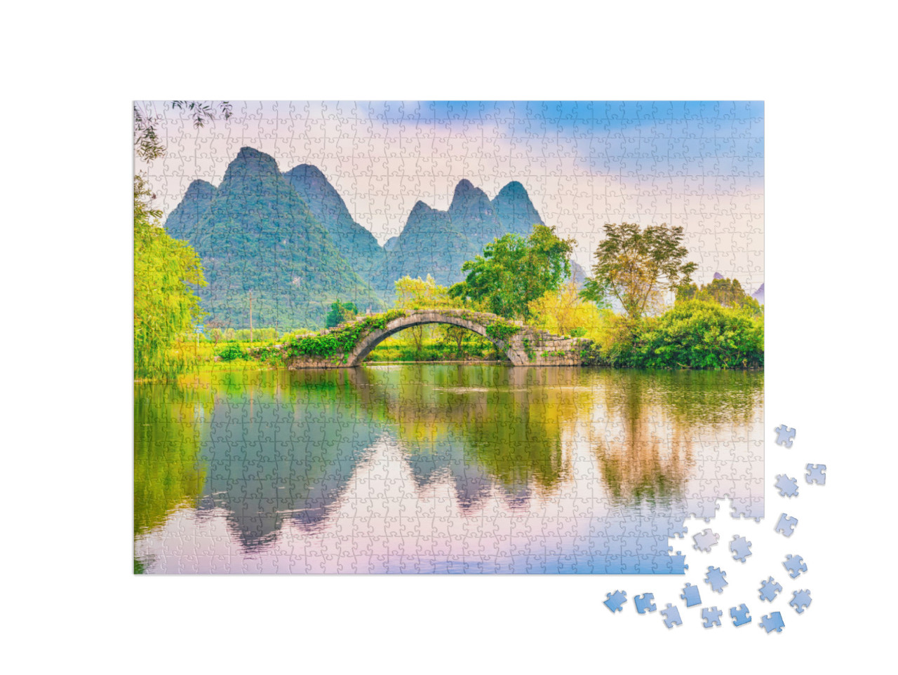 Puzzle 1000 Teile „Antike Brücke in Guilin, Guangxi, China“