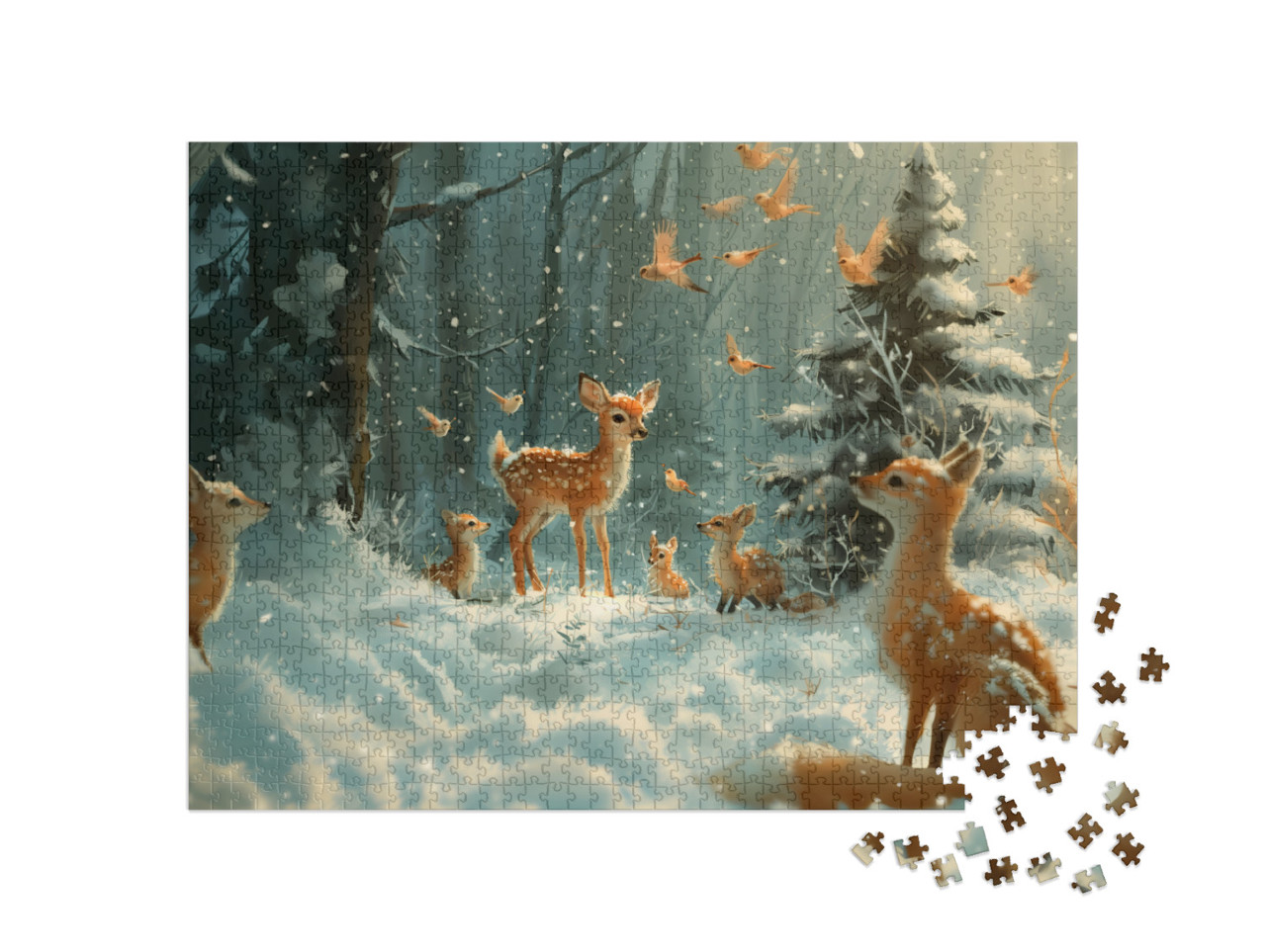 Puzzle 1000 Teile „Weihnachtsmagie in der Tierwelt“