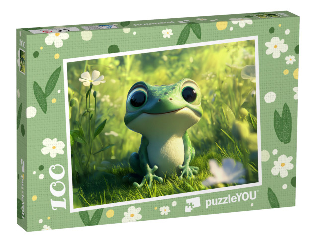 Puzzle 100 Teile „Der Frosch hüpft durch die Frühlingswiese“
