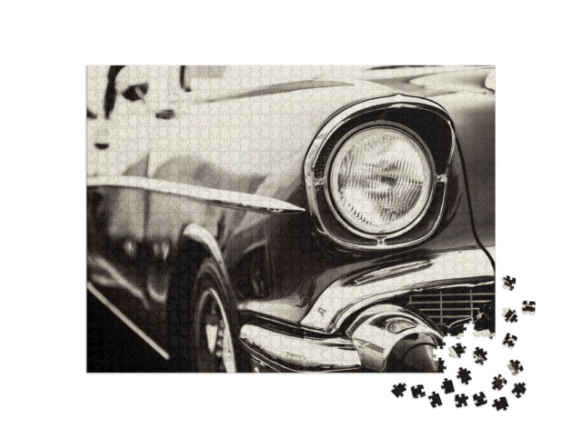 Puzzle 1000 Teile „Oldtimer mit Nahaufnahme der Scheinwerfer“