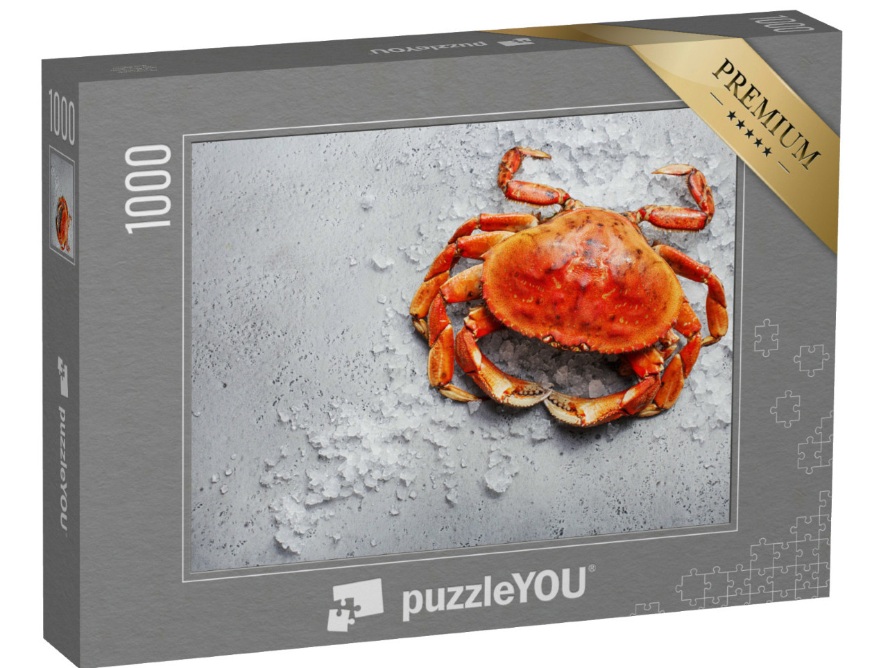 Puzzle 1000 Teile „Gekochte Dungeness-Krabbe auf Eis“
