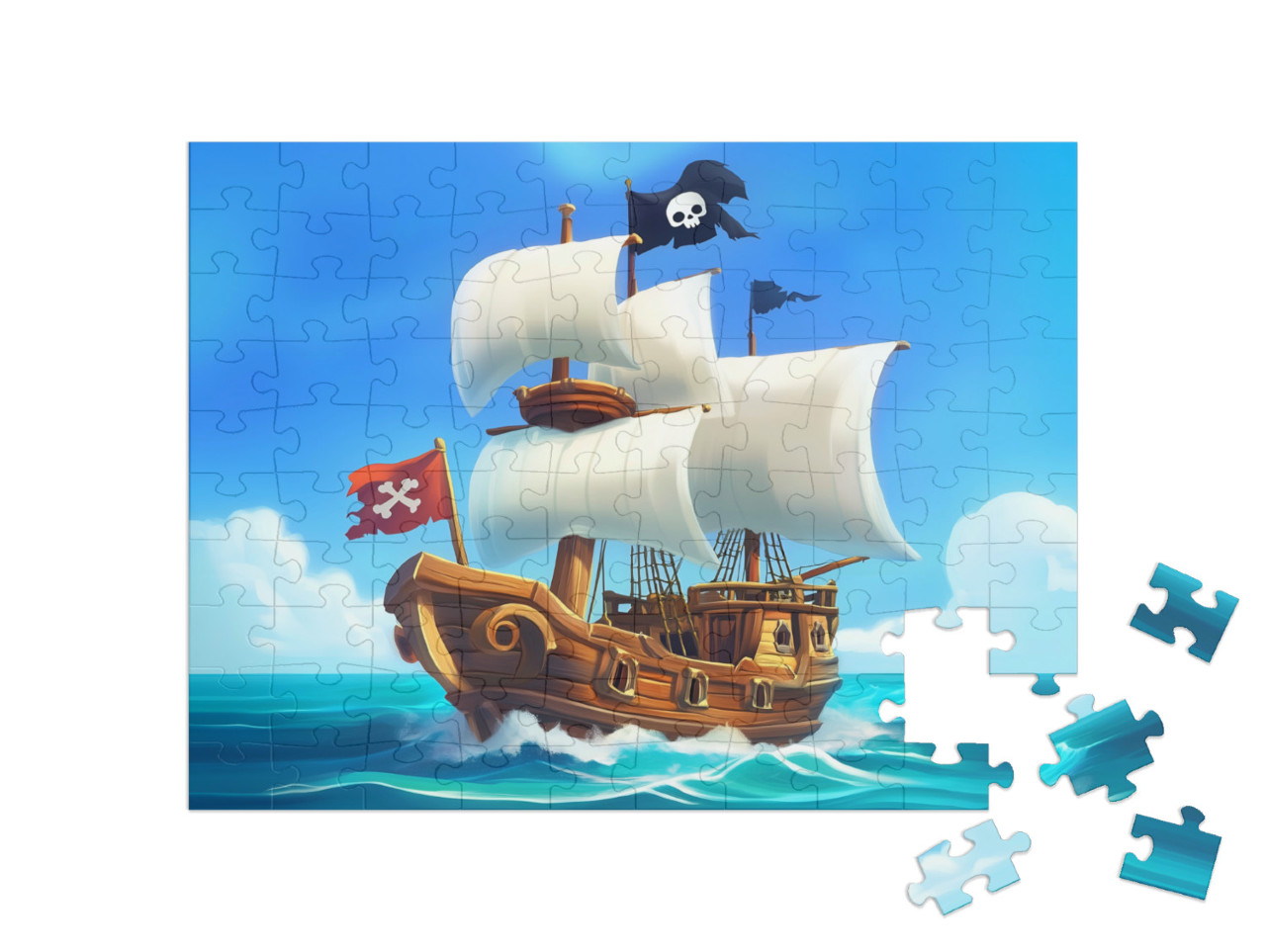 Puzzle 100 Teile „Mit dem Piratenschiff ins Abenteuer“