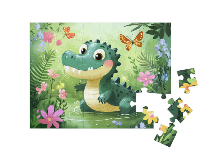 Puzzle 48 Teile „Krokodil Zappy am planschen“