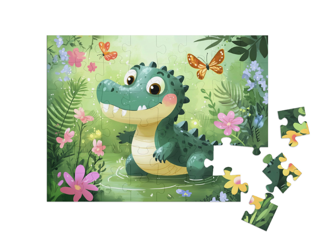 Puzzle 48 Teile „Krokodil Zappy am planschen“