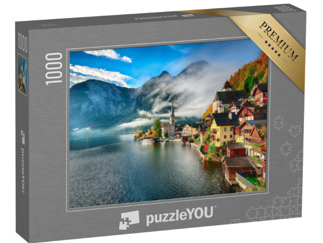 Puzzle 1000 Teile „Nebliger Sonnenaufgang im Herbst, Hallstatt, Österreich“