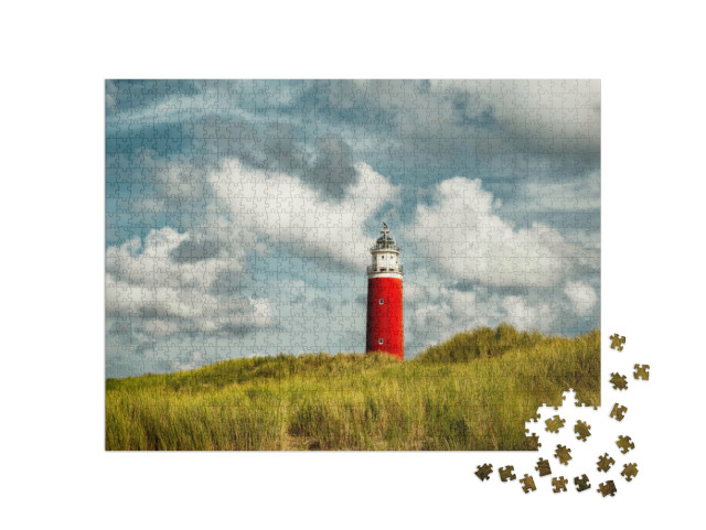 Puzzle 1000 Teile „Der rote Leuchtturm der Insel Texel, Niederlande“