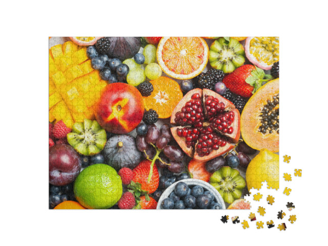 Puzzle 1000 Teile „Köstliche gesunde Früchte: Erdbeeren, Mango und mehr“