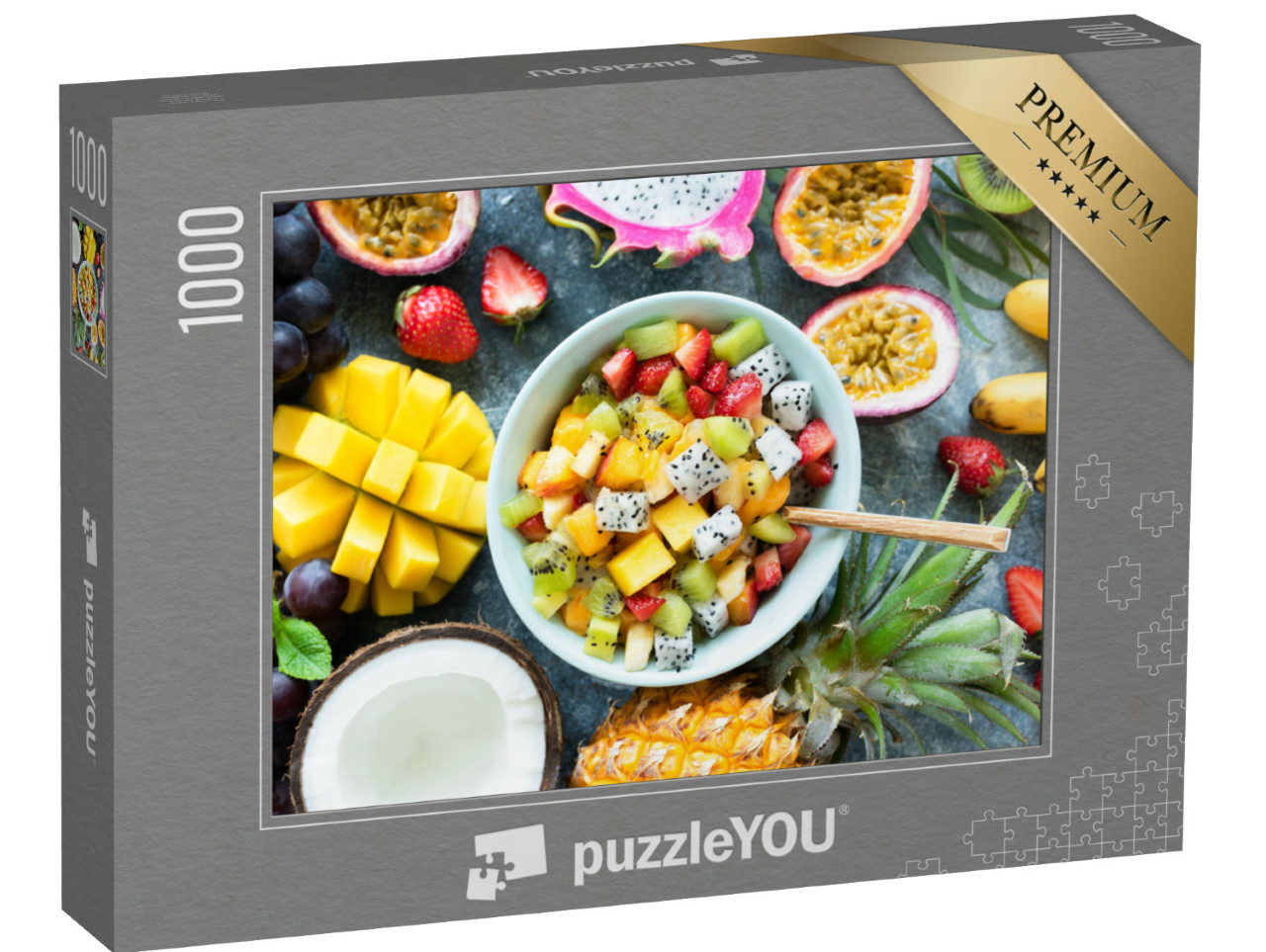 Puzzle 1000 Teile „Tropischer Obstsalat mit Mango und Pitaya“