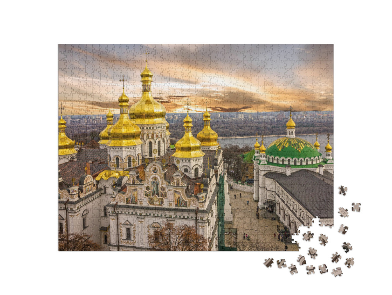 Puzzle 1000 Teile „Kuppeln des Klosters Pechersk Lavra am Dnepr, Ukraine“