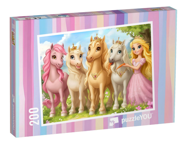 Puzzle 200 Teile „Prinzessin im Regenbogenland der Einhörner“