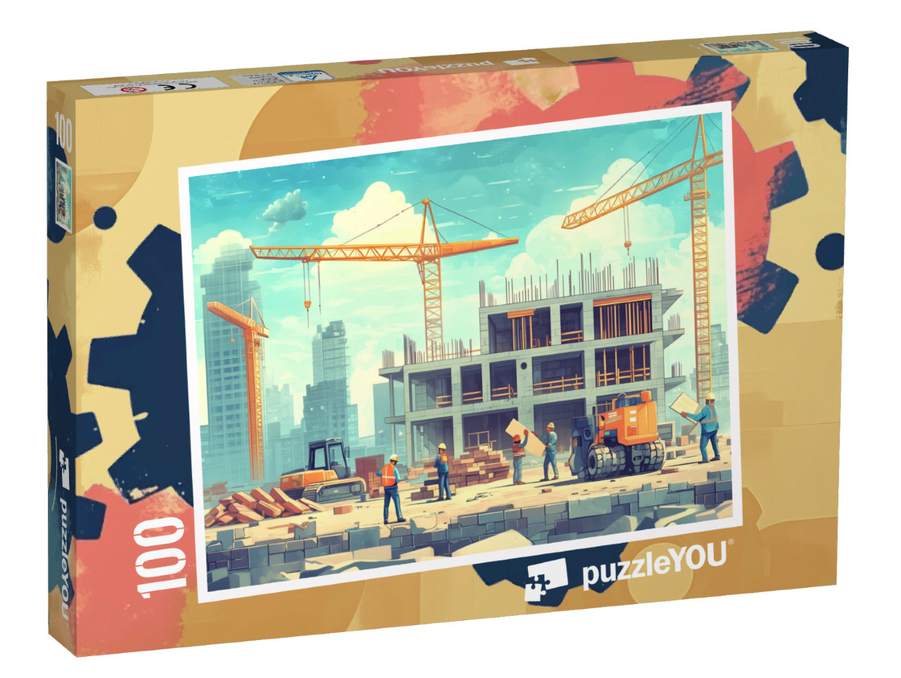 Puzzle 100 Teile „Großbaustelle beim Städtebau“