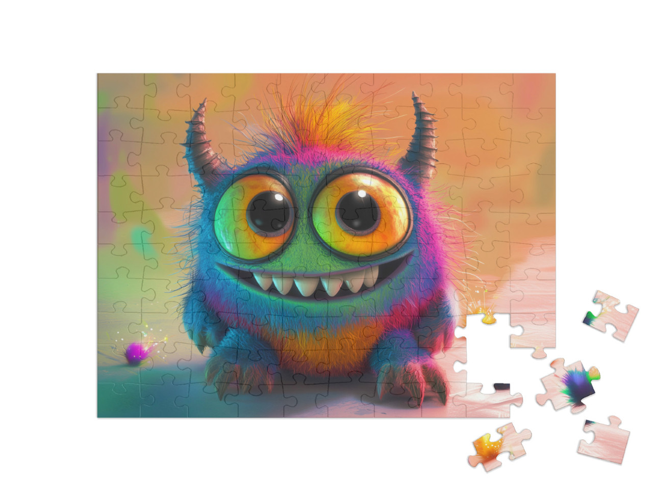 Puzzle 100 Teile „Krallen, Klauen, Glubschaugen: Monster Kalle“