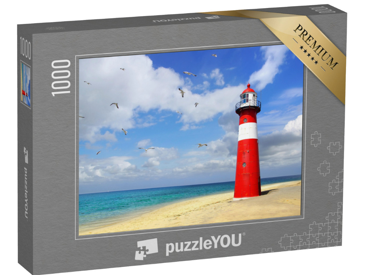 Puzzle 1000 Teile „Wunderschöner Leuchtturm am Strand von Westkapelle, Niederlande“