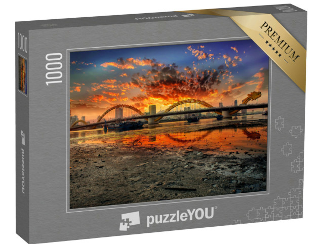Puzzle 1000 Teile „Drachenbrücke bei Sonnenuntergang: Bild aus Da Nang, Vietnam“
