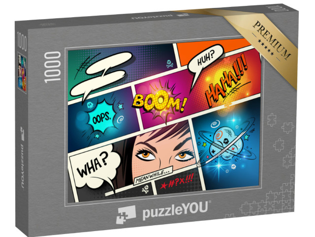 Puzzle 1000 Teile „Sprechblasen vor einem Comic-Hintergrund“