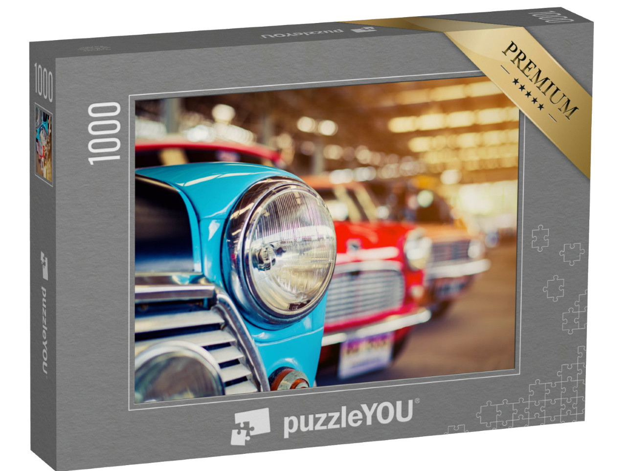 Puzzle 1000 Teile „Nahaufnahme: Prächtige Oldtimer in einer Reihe“