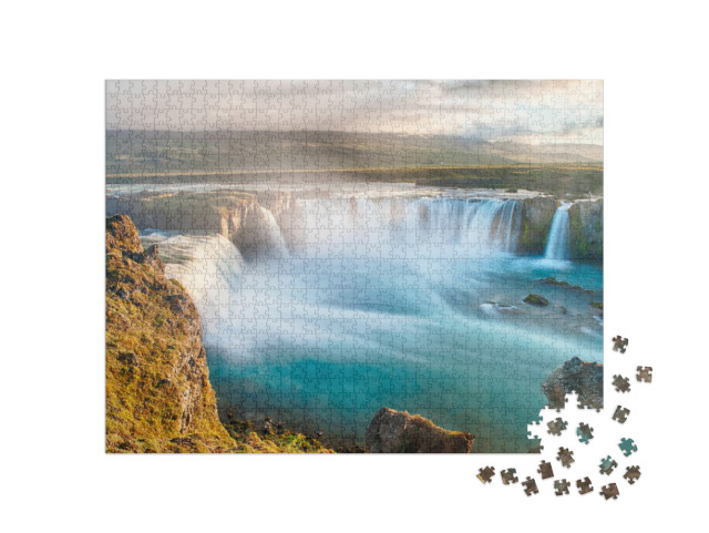 Puzzle 1000 Teile „Godafoss: sehr schöner isländischer Wasserfall im Norden der Insel“
