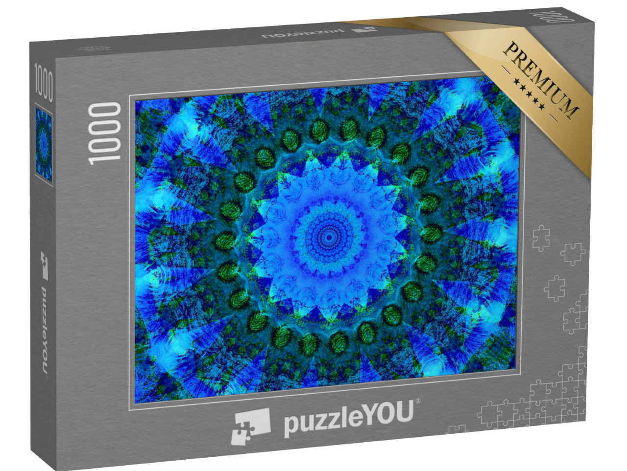 Puzzle 1000 Teile „Ein elektrisch blaues Mandala“